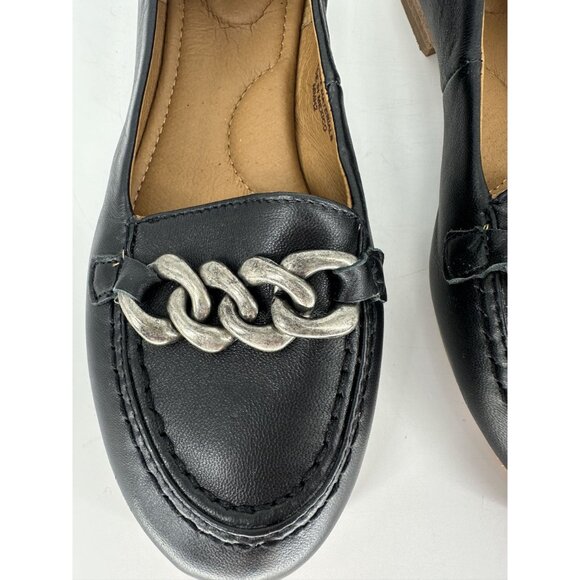 Söfft Kadyn Black Leather Chain Link Round Toe Slip On Ballet Loafer Flat Size 8 - Picture 4 of 10